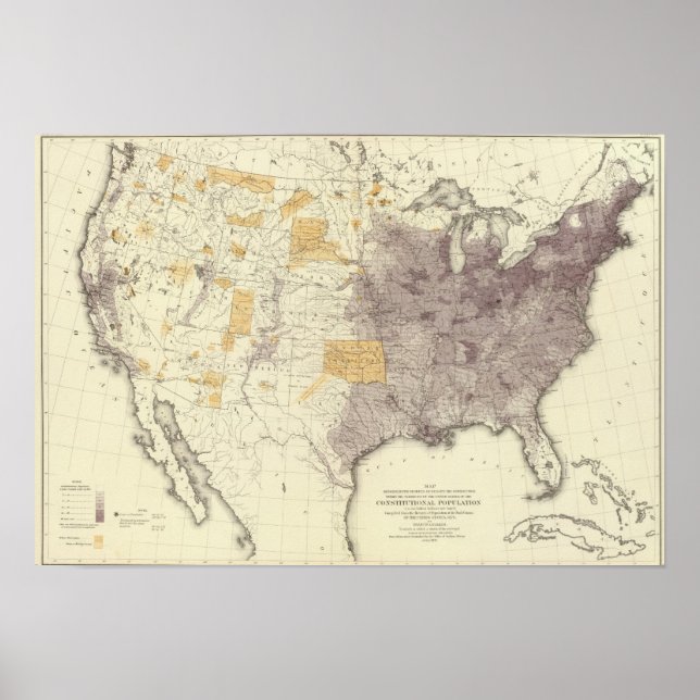 Póster Población de Estados Unidos 1870 (Frente)