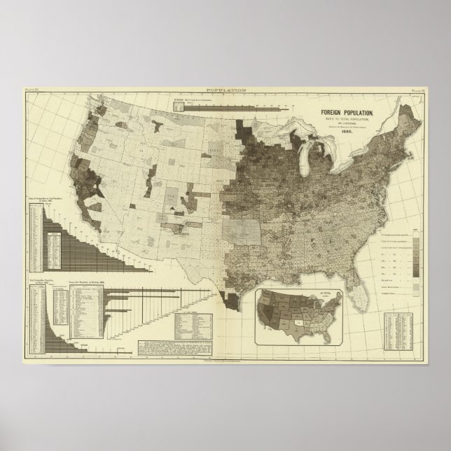 Póster Población extranjera por condados (Frente)