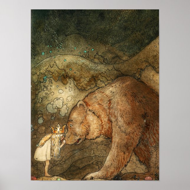 Póster Pobre oso pequeño, 1912, de John Bauer (Frente)