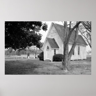 Póster Poca iglesia del país en blanco y negro