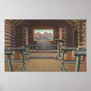 Póster Poca iglesia del registro en la opinión del río