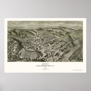 Póster Pocahontas, mapa panorámico del VA - 1911