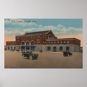 Póster Pocatello, ID - Exterior View of O.S.L. Train