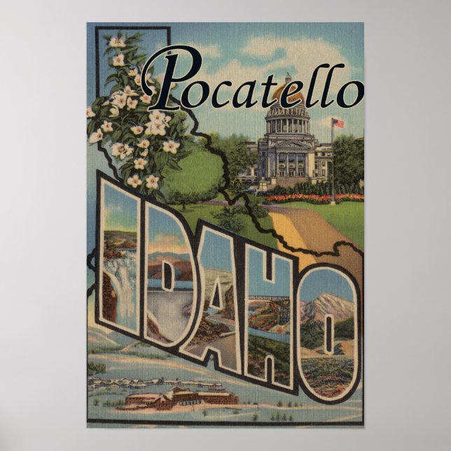 Póster Pocatello, Idaho - Escenas de letras grandes (Frente)
