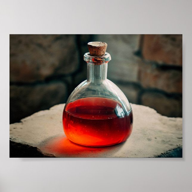 Póster Poción roja en la mesa de piedra (Frente)