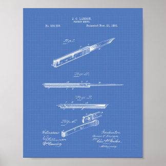 Póster Pocket Knife 1893 Patent Art Blueprint