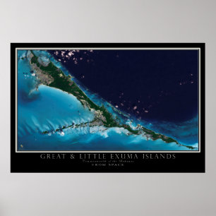 Póster Poco de Exuma de las islas de Bahamas mapa por