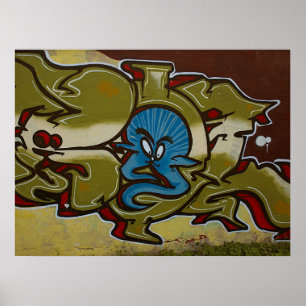 Póster Poco poster azul de la pintada del fantasma