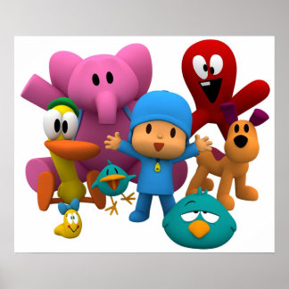 Póster pocoyo y amigos sonríen Máscara de camisa y místic