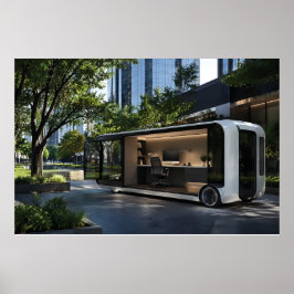 Póster Pod de Oficina Móvil Futurista en la Naturaleza Ur