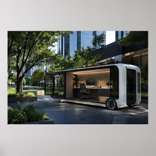 Póster Pod de Oficina Móvil Futurista en la Naturaleza Ur