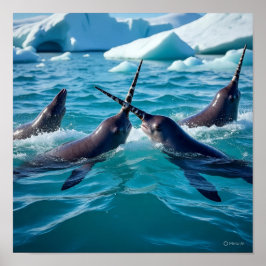 Póster Pod Dinámico de Narwhal - Ballenas Árticas Playas