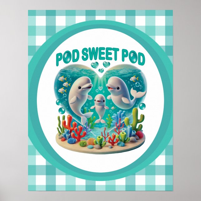 Póster "Pod Dulce Pod" Familia de Ballenas (Frente)