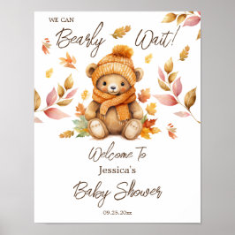 Póster Podemos esperar a Baby Shower Rosa