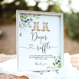 Póster Podemos esperar con ansiedad gemelos rifa de pañal