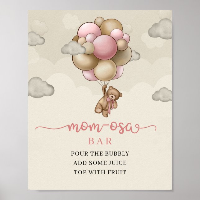 Póster Podemos esperar el marfil rosa marrón mamá-osa bar (Frente)