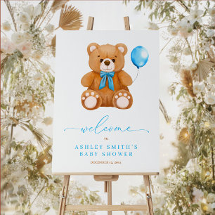 Póster Podemos Esperar El Rótulo De Baby Shower Blue Boy