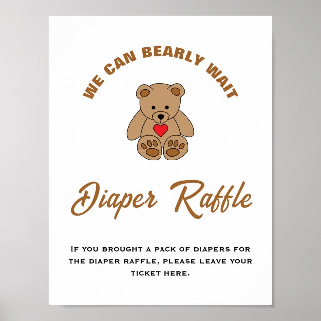 Póster Podemos Esperar El Rótulo De Baby Shower Diaper Ra (Frente)