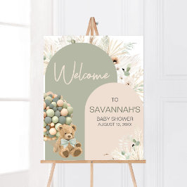 Póster Podemos Esperar La Bienvenida Verde De Baby Shower