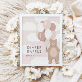 Póster Podemos Esperar. | Rótulo Rosa Baby Shower Raffle