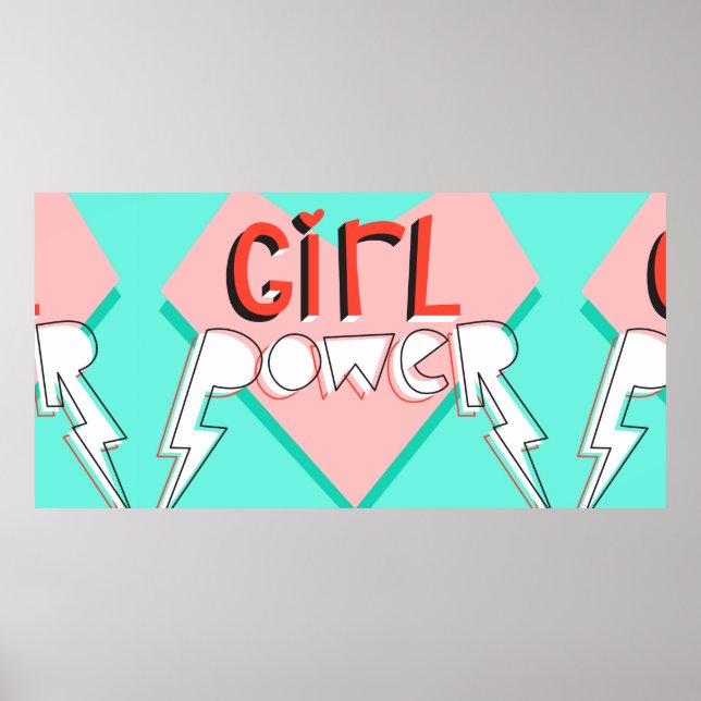 Póster Poder chica. Diseño lindo con eslogan gráfico bril (Frente)