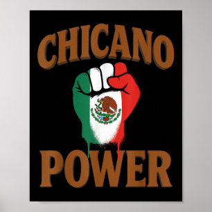 Póster Poder Chicano Bandera Mexicana México Marrón Latin