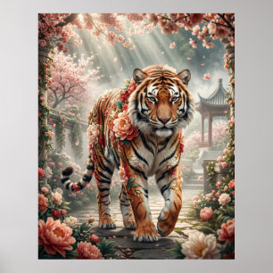 Póster Poder de Flor de Tigre de Peonía