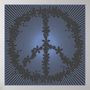 Póster Poder floral de símbolo de paz