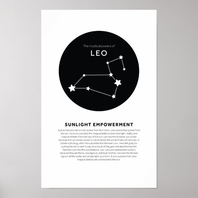 Póster Poder místico de la estrella de la astrología Leo  (Frente)