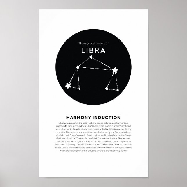 Póster Poder místico del Poster de Astrología Libra Zodia (Frente)