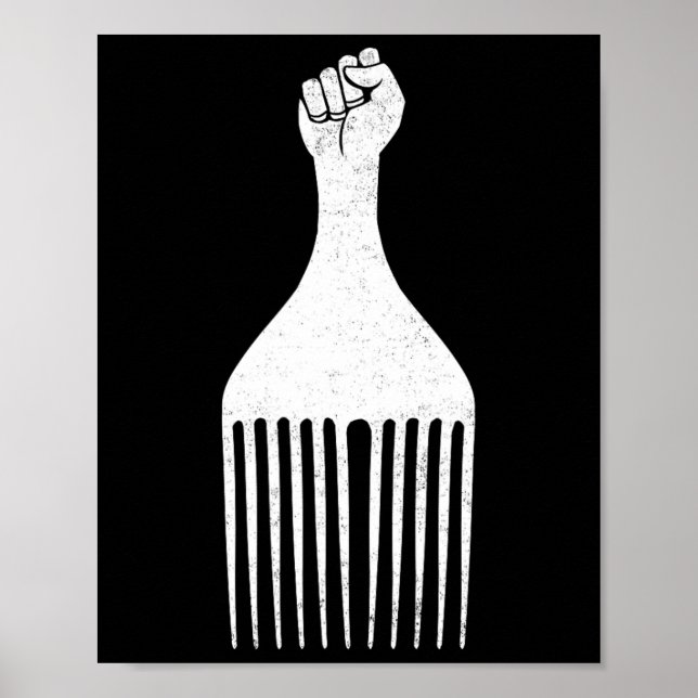 Póster Poder Negro Puño Alzado Afro Pick Historia Negra M (Frente)