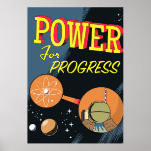 Póster Poder para el progreso cartel vintage atómico