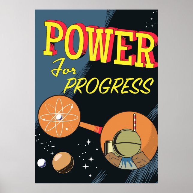 Póster Poder para el progreso cartel vintage atómico (Frente)