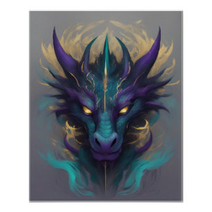 Póster Poderosa cabeza mítica del dragón