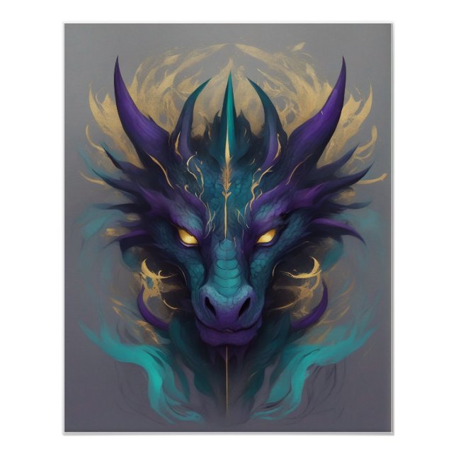 Póster Poderosa cabeza mítica del dragón (Anverso)