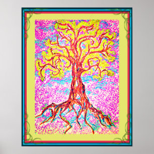 Póster Poderoso árbol colorido