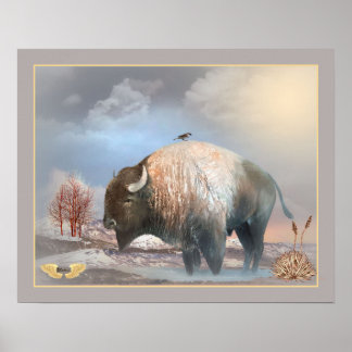 Póster Poderoso Búfalo Americano