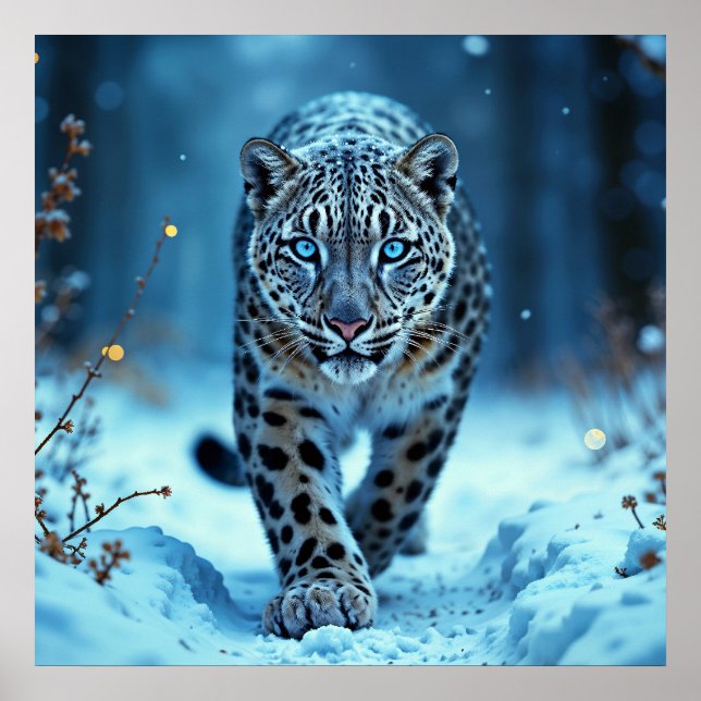 Póster Poderoso depredador nevado salvaje belleza fría (Frente)