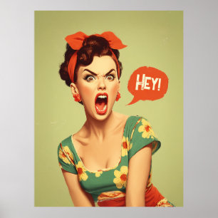 Póster Poderoso Grito Pin-Up Vintage