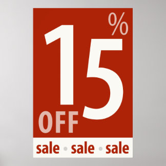 Póster Poderoso Rótulo 15% OFF VENTA - ventas minoristas