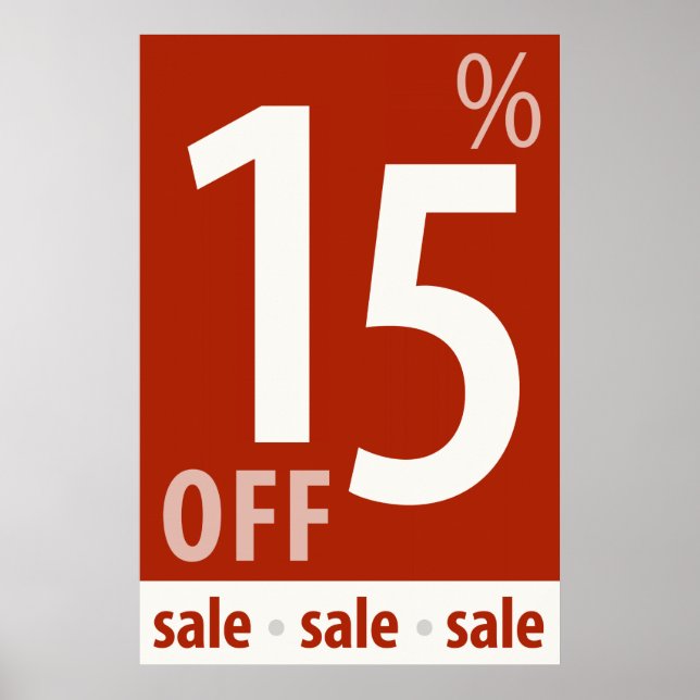 Póster Poderoso Rótulo 15% OFF VENTA - ventas minoristas (Frente)