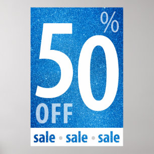 Póster Poderoso Rótulo 50% OFF   Purpurina azul
