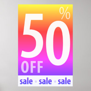 Póster Poderoso Rótulo 50% OFF VENTA - ventas minoristas
