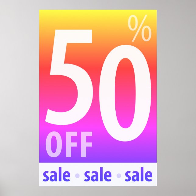 Póster Poderoso Rótulo 50% OFF VENTA - ventas minoristas (Frente)