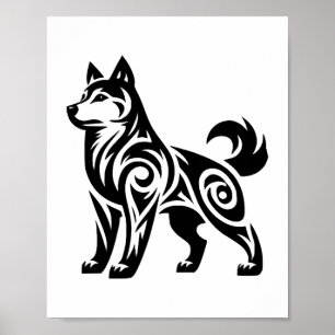 Póster Poderoso y místico perro hindú tribal