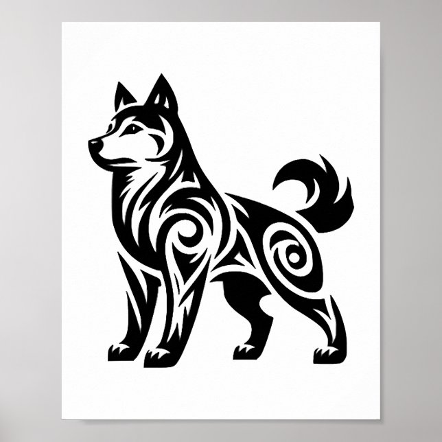 Póster Poderoso y místico perro hindú tribal (Frente)