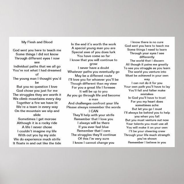Póster Poem for parents of kids with Aspergers syndrome (Frente)