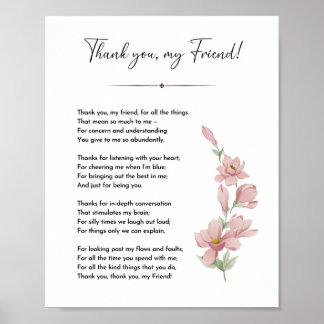 Póster Poema de amigo, cita de regalo del verdadero mejor
