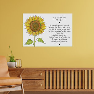Póster Poema de aprecio de girasol y guión para profesor