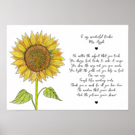 Póster Poema de aprecio de girasol y guión para profesor
